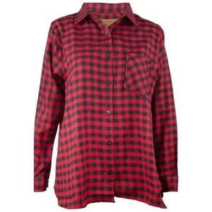 Woodland Creek Women's Flannel Red & Black Buffalo Check button-Down Shirt L!